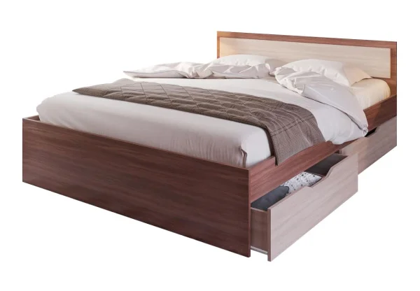 Кровать Гармония с ящиками шимо темный/шимо светлый