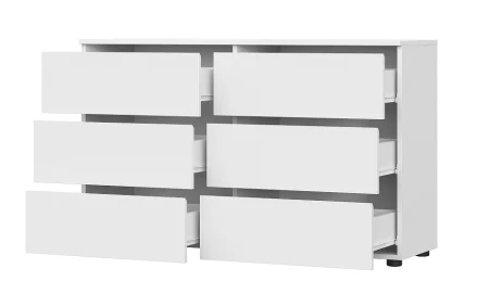 Комод 6 ящиков Токио белый текстурный
