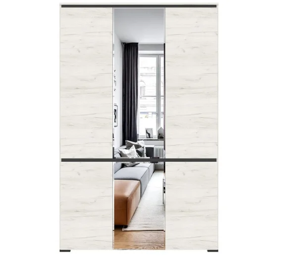 Шкаф Гретта 4С2ЗР дуб крафт белый/антрацит