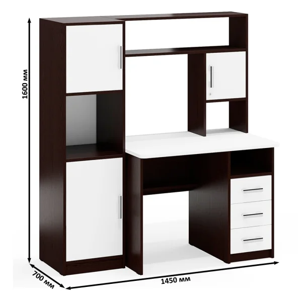 Компьютерный стол с пеналом СК-9 венге/белый