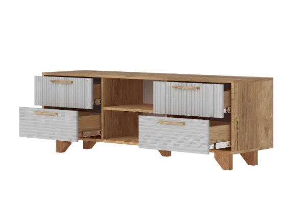 Тумба ТВ Ньерд 1500.4 дуб вотан/белый софт