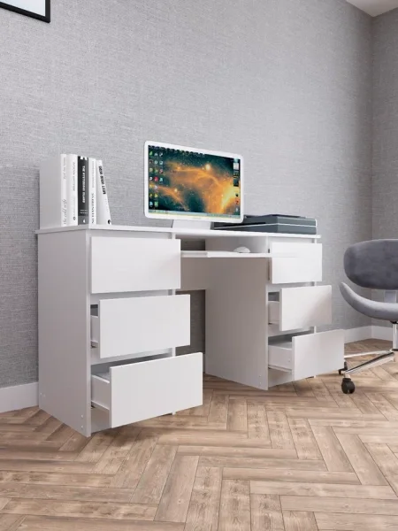 Стол письменный Мори МС-2 белый (6 ящиков)