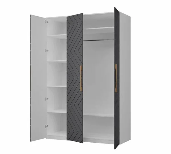 Шкаф 3-х створчатый Копенгаген белый/серый графит
