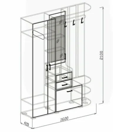 Прихожая Берта дуб серый/ателье темное