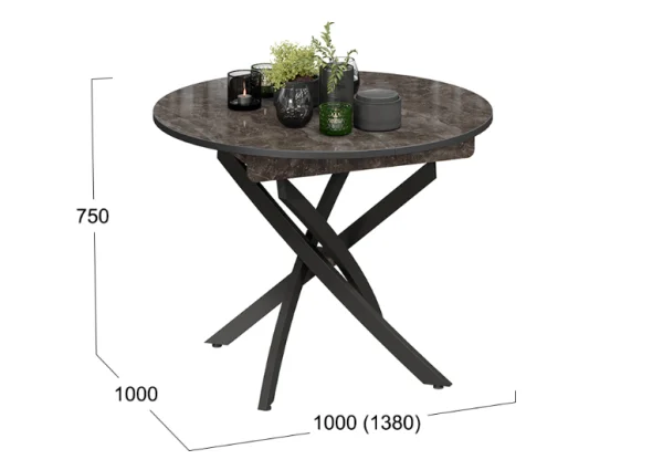 Стол обеденный Diamond тип 3 ателье темный глянец Стол обеденный Diamond тип 3 ателье темный глянец