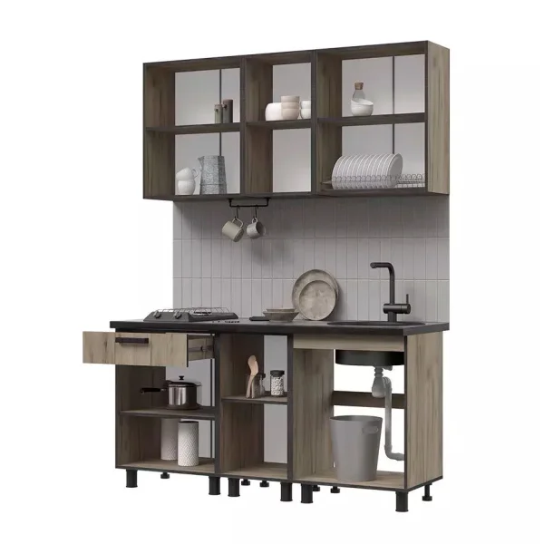 Кухня Эдинбург 1.6 железный камень/дуб крафт серый