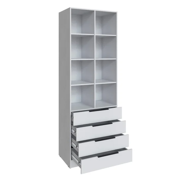 Стеллаж Мадрид 0,8 с 4 ящиками белый