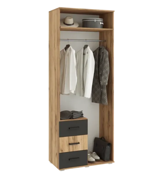 Шкаф Белла 2-х створчатый графит/дуб крафт