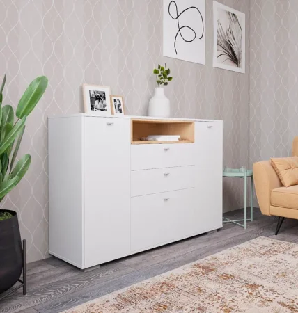 Комод Ланс К303 белый/дуб бунратти