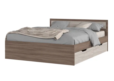 Кровать Гармония с ящиками шимо темный/шимо светлый