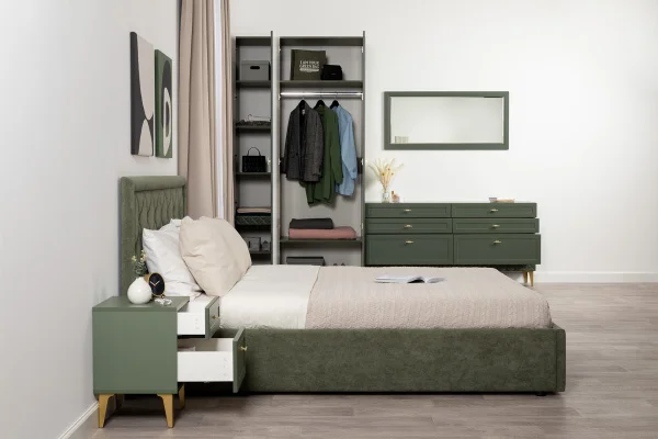 Комод Марион 16.256 дымчатый зеленый/олива шагрень