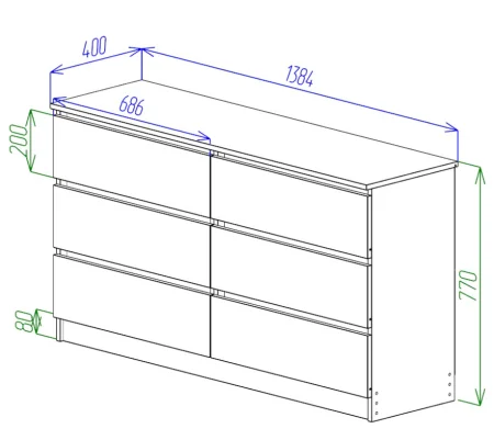 Комод Охта Лайт 1380.6 дуб вотан/белый