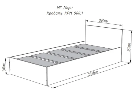 Кровать односпальная Мори КРМ 900.1 сатин