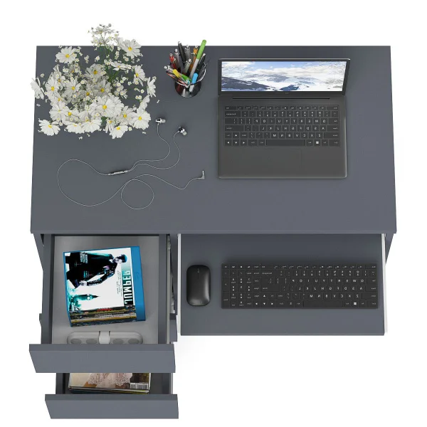 Стол компьютерный три ящика МС-6 графит (левый)