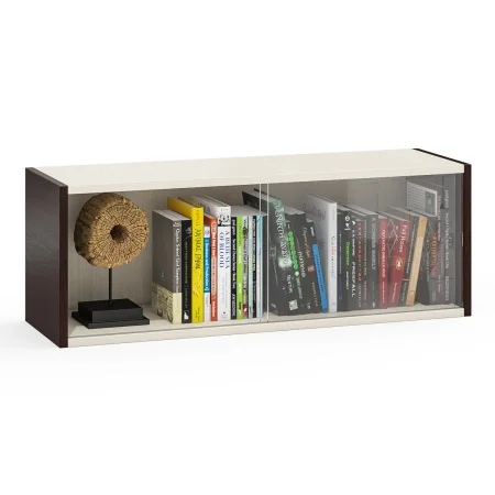 Полка книжная со стеклом КН 01 венге/белый