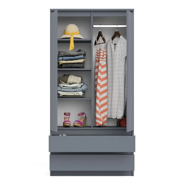 Шкаф два ящика и две дверки МШ 900.1 графит