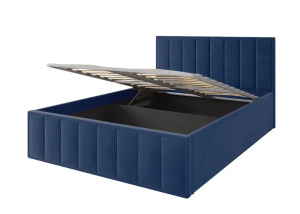 Кровать Лана 140х200 с подъемным механизмом, велюр синий софт