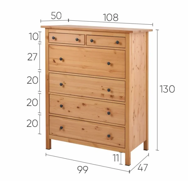 Комод 6 ящиков Кымор светло-коричневый