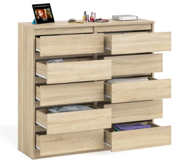Комод десять выдвижных ящиков МК 1200.10 дуб сонома