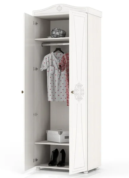 Шкаф Онега ШК-31 дуб беленый/белый вельвет