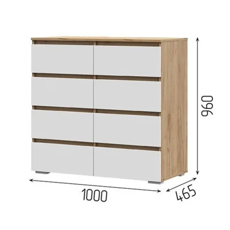 Комод 8 ящиков Хелен КМ-04 дуб крафт золотой/белый