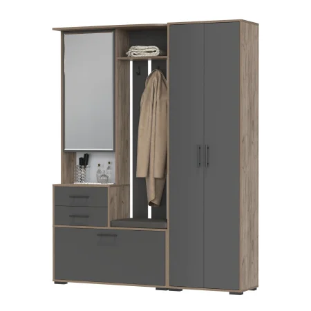 Модульная прихожая Домино дуб крафт табачный/графит