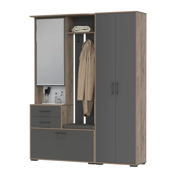 Модульная прихожая Домино дуб крафт табачный/графит