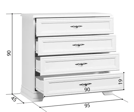Комод с четырьмя ящиками Кентаки KOM4S белый