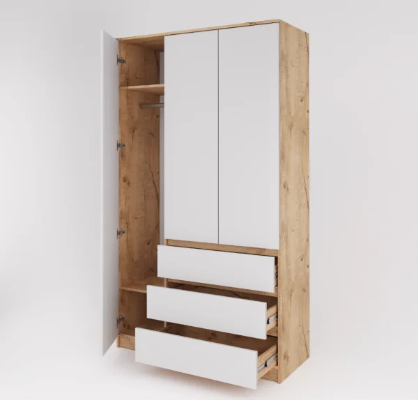 Шкаф Охта Лайт 1200.3 дуб вотан/белый