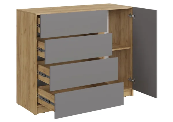 Комод Бостон КМ-001 дуб крафт золотой/серый шифер