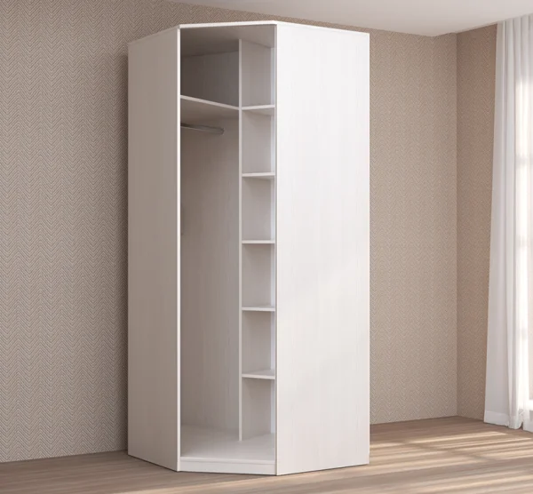 Шкаф угловой с зеркалом Кэт-4 бодега/caiman белый