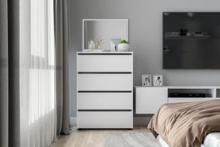 Комод Токио 4 ящиков белый текстурный