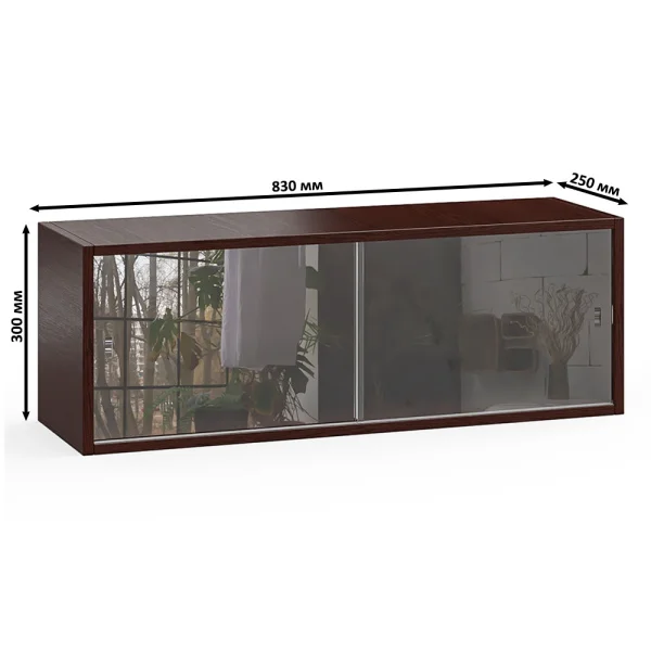 Полка книжная со стеклом КН 01 венге