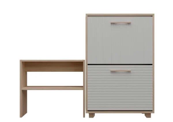 Обувница Копенгаген 2 ящика + Скамья Копенгаген дуб сонома/белый матовый