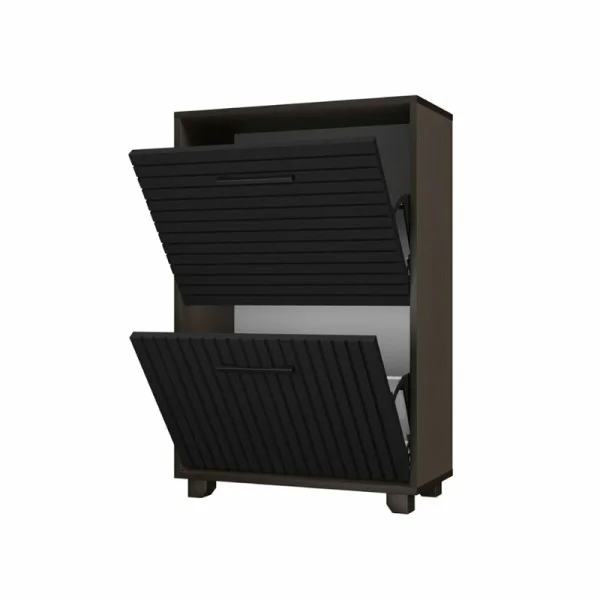 Обувница Копенгаген 2 ящика венге/черный матовый