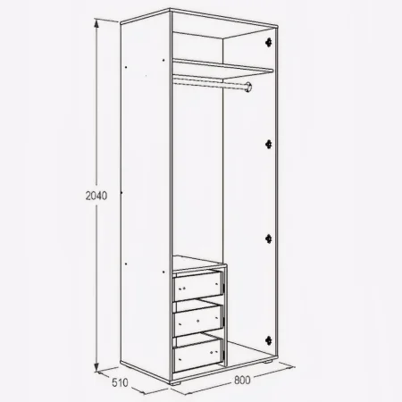 Шкаф 2-х дверный для одежды и белья Омега-16 ясень анкор темный/ясень анкор светлый