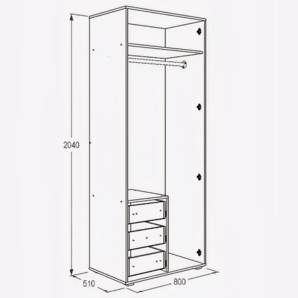 Шкаф 2-х дверный для одежды и белья Омега-16 ясень анкор темный/ясень анкор светлый
