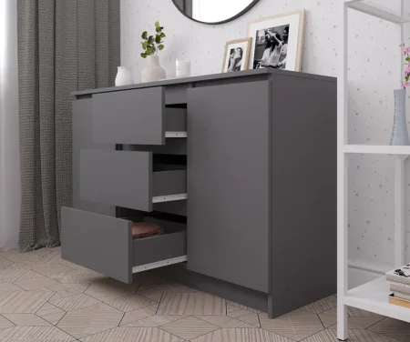 Комод с ящиками и дверками Мори МК 1203 графит