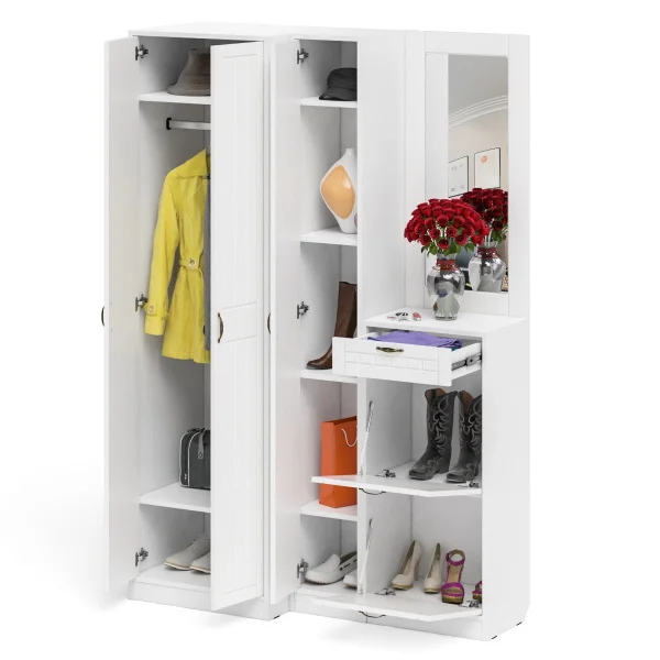 Модульная прихожая П-6 белое дерево фрезеровка прованс