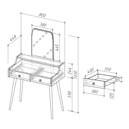 Трюмо 4-25916 дуб крафт серый/графит