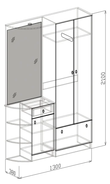 Прихожая София-1 венге/белый дым