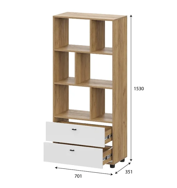 Стеллаж Милан дуб золотой/белый матовый