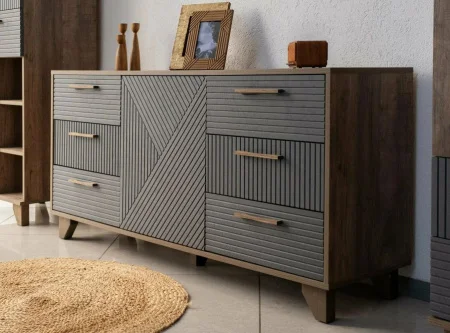 Комод Копенгаген дуб самдал/серый графит
