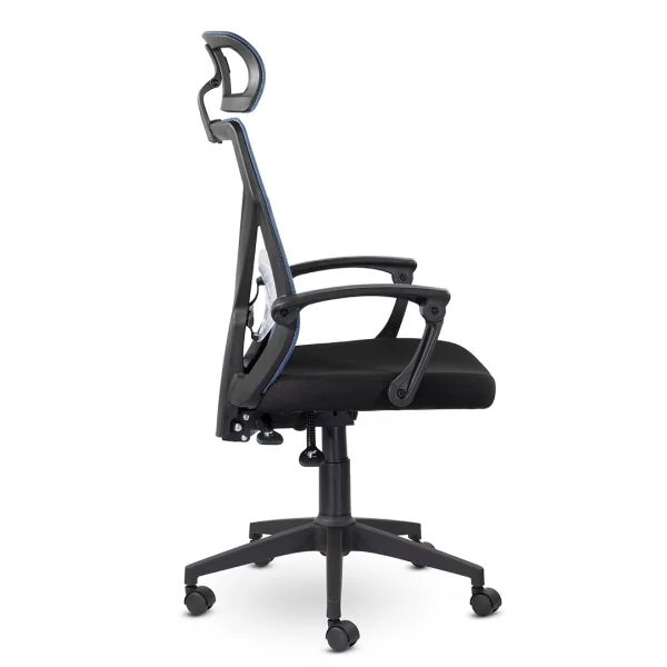 Кресло Астон М-711 Black с подголовником голубой/черный