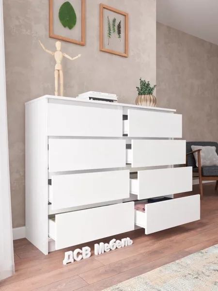 Комод Мори МК 1200.8 белый (8 ящиков)