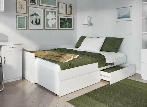 Кровать раздвижная Сириус 80х200 с ящиками белый