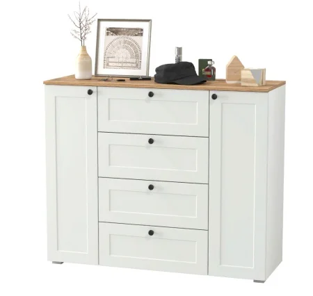 Комод Остин 16.221 белый шагрень/дуб крафт золотой