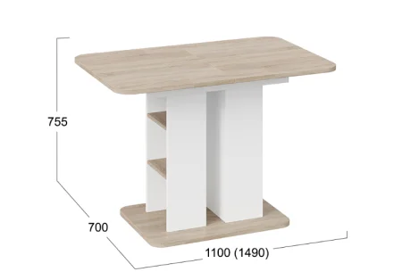 Стол обеденный Мюнхен тип 2 белый ясень/дуб сонома