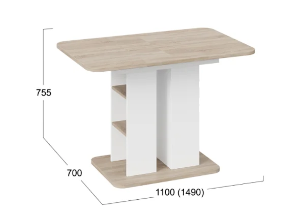 Стол обеденный Мюнхен тип 2 белый ясень/дуб сонома Стол обеденный Мюнхен тип 2 белый ясень/дуб сонома
