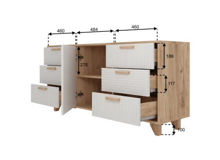 Комод Ньерд 1500 дуб вотан/белый софт